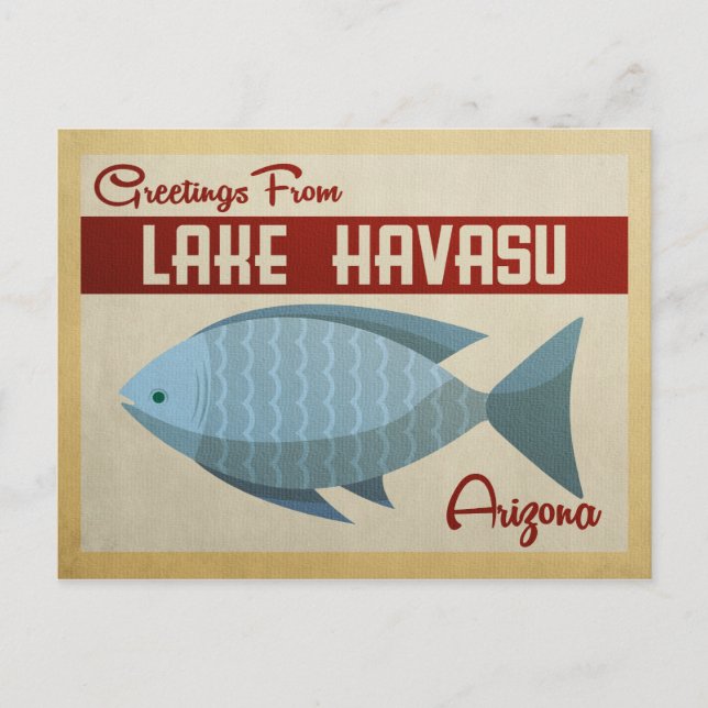 See Havasu Fisch Vintage Reise Postkarte (Vorderseite)