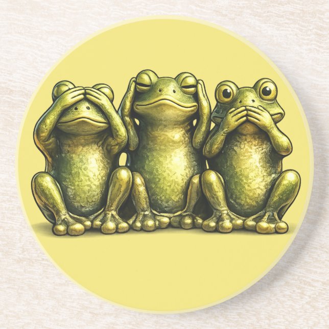 See Hear Speak No Evil Funny Frogs Getränkeuntersetzer (Vorne)
