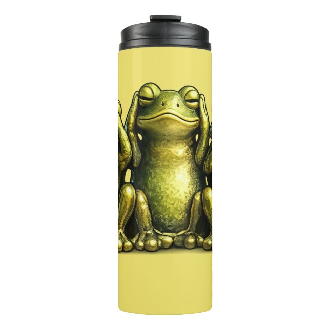 See Hear Speak No Evil Funny Frogs Thermosbecher (Vorderseite)