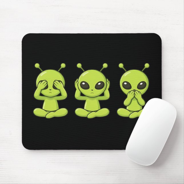 See, Hear, Speak No Evil Mousepad (Mit Mouse)