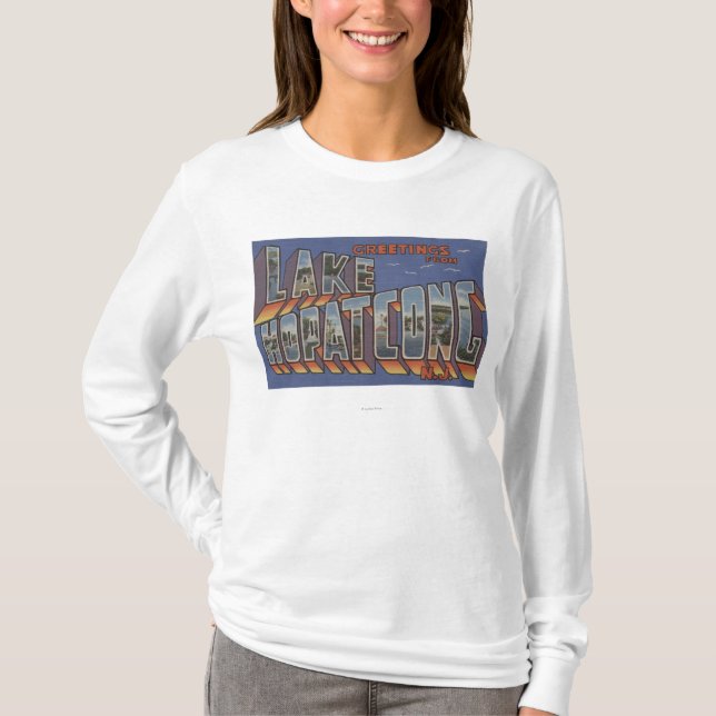 See Hopatcong, New-Jersey - große Buchstabe-Szenen T-Shirt (Vorderseite)