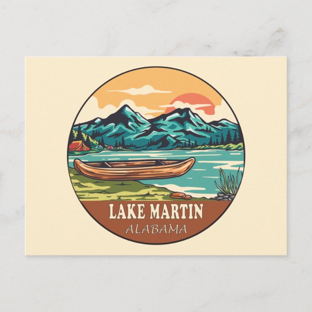 See Martin Alabama Boating Fishing Emblem Postkarte (Vorderseite)