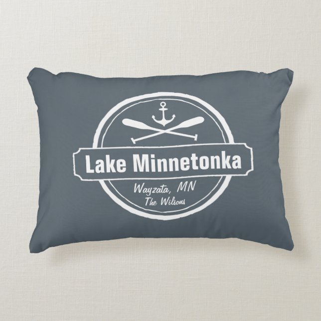 See Minnetonka Minnesota Ankerstadt und -name Zierkissen (Vorderseite)