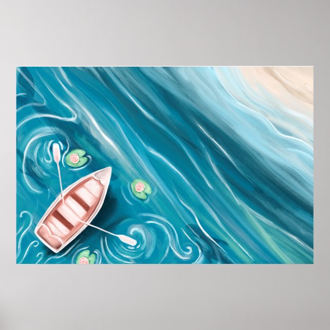 See mit Whales & Lilly Pads Ölgemälde Poster (Vorne)