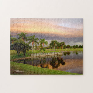 See-Palme-Sonnenuntergang-Florida-Puzzlespiel