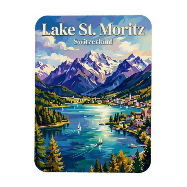 See St. Moritz Schweiz Magnet (Vertikal)