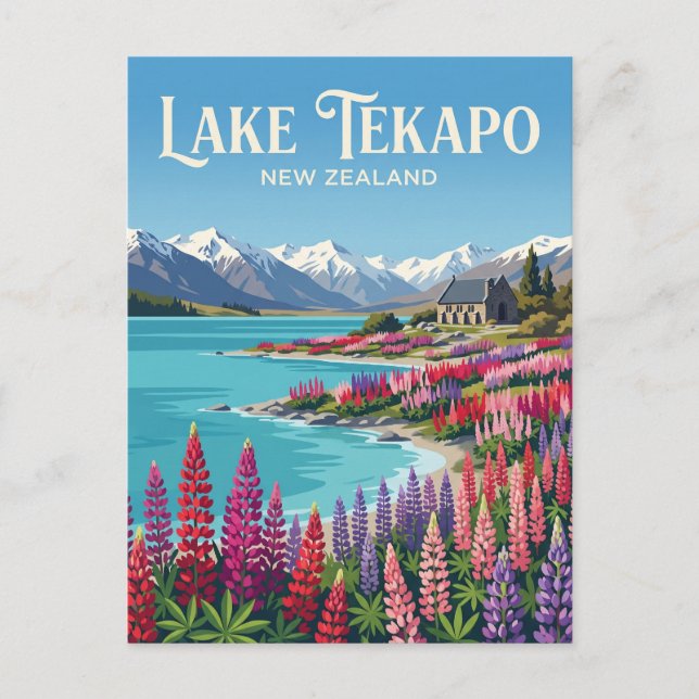 See Tekapo Neuseeland Postkarte (Vorderseite)