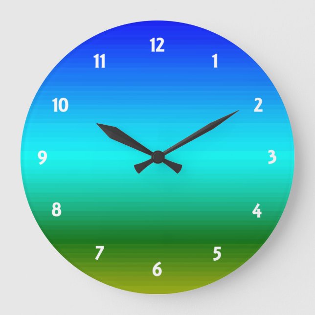 See und Himmel Blau und Grün Große Wanduhr (Vorderseite)
