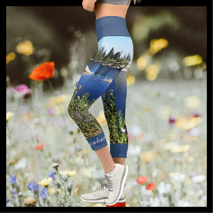 See und Wildblumen Personalisierter Name Capri Leggings