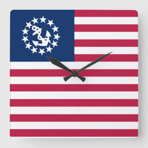 See-USA, die Flagge segeln Quadratische Wanduhr