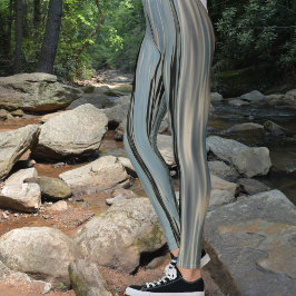 See Vertikale Streifen Blau Beige Leggings