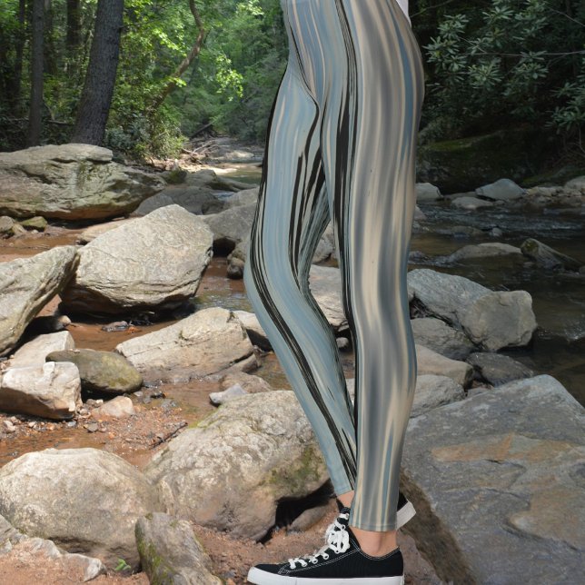 See Vertikale Streifen Blau Beige Leggings (Von Creator hochgeladen)