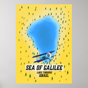 See von Galiläa Israel Kartenplakat Poster