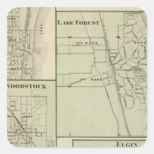 See-Wald, Elgin, Waukegan, Woodstock Quadratischer Aufkleber