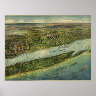 See wert Palm Beach FL-Vogel-Augen-panoramische Poster