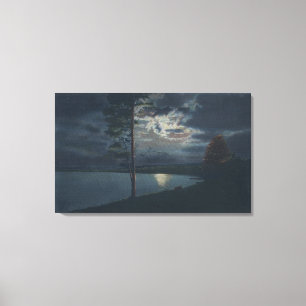See Yellowstone, WYView von See durch Mondschein Leinwanddruck