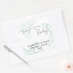 See You Soon Baby Shower Geschenk zur Babyparty Quadratischer Aufkleber