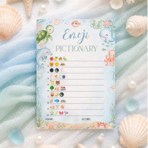 See You Soon Ozean-Baby-Shower-Emoji-Spiel Einladung