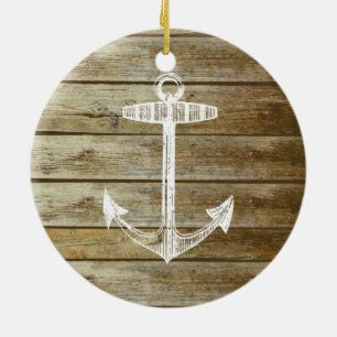Seeanker auf hölzerner Grafik Keramikornament