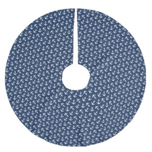 Seeanker-Aweigh Muster-Marine Polyester Weihnachtsbaumdecke