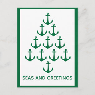 Seeanker-Baum-Küstenweihnachten Feiertagspostkarte