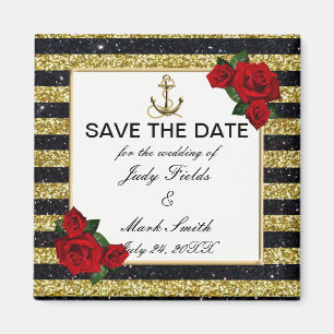 Seeanker-Goldschwarz-Streifen Save the Date Magnet