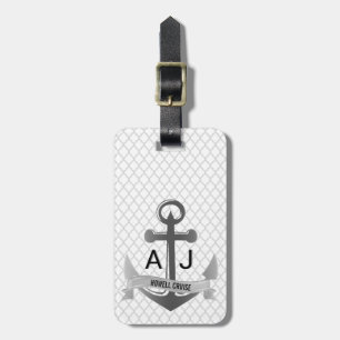 Seeanker-Kreuzfahrt-Ferien Quatrefoil Silber Gepäckanhänger