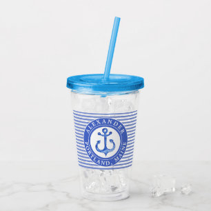 Seeanker-Marine-Blau personalisiert Acryltrinkbecher