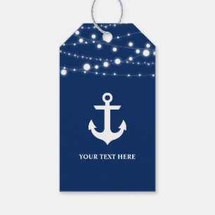 Seeanker-Marine-Blau personalisiert Geschenkanhänger