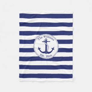 Seeanker-Marine-blaue Streifen-Familienname Fleecedecke