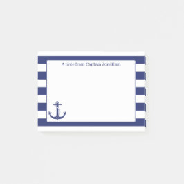 Seeanker-Marine Stripes personalisierte 4 x 3 Post-it Klebezettel