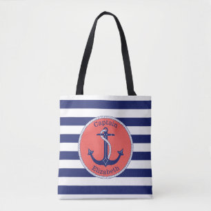 Seeanker-Marine und Koralle personalisiert Tasche
