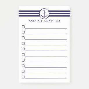 Seeanker mit Marine-Blau-u. Weiß-Streifen Post-it Klebezettel