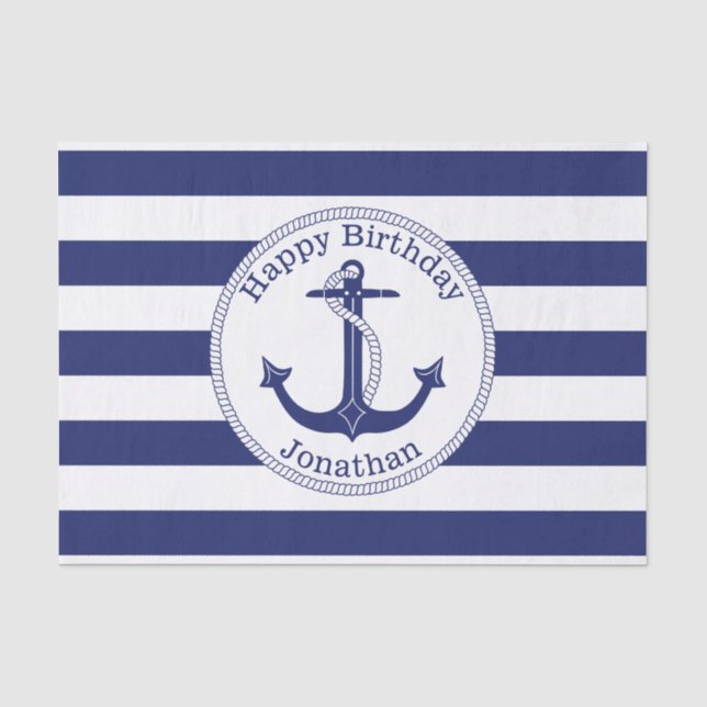 Seeanker-personalisierter Geburtstag Seidenpapier (Vorderseite)