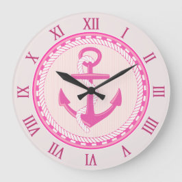 Seeanker-römische Ziffern-rosa Wanduhr