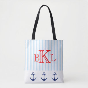 Seeanker-rote weiße blaue Sommer-Strand-Tasche Tasche