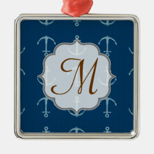 Seeanker-Segel Sai Monogramm-Initialen-Verzierung Silbernes Ornament