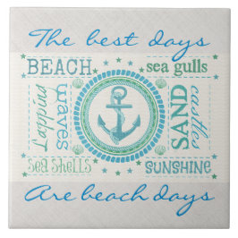 Seeanker-Typografie-Strand Lge Keramik-Fliese Fliese