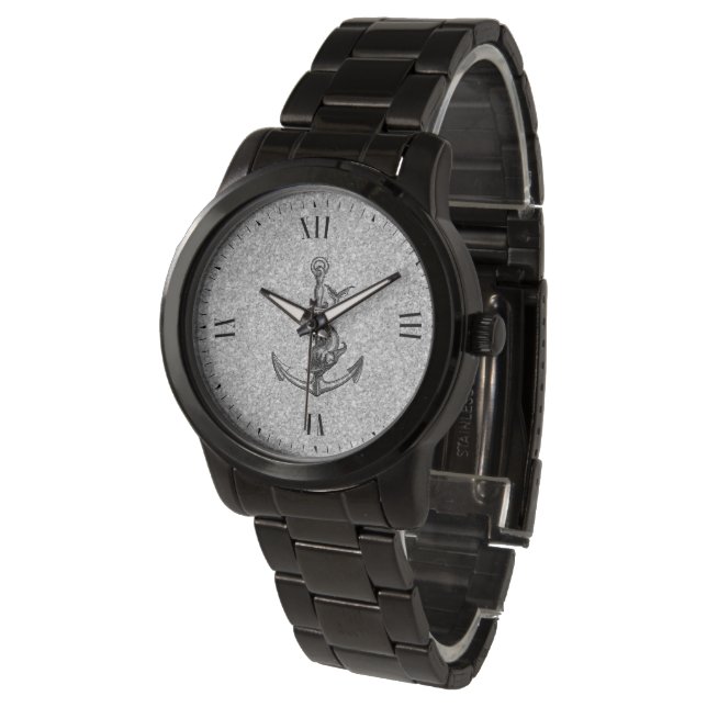 Seeanker u. mythologisches Fischtier Armbanduhr (Schrägansicht)