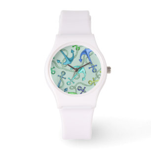 Seeanker und Seil-Muster Armbanduhr