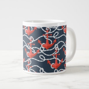 Seeanker und Seil-Muster Jumbo-Tasse