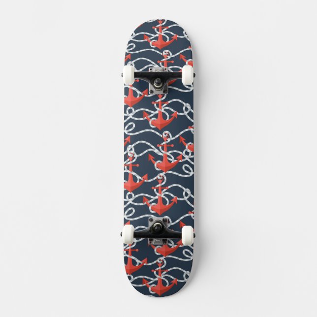 Seeanker und Seil-Muster Skateboard (Vorderseite)