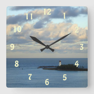 Seeansicht II Quadratische Wanduhr