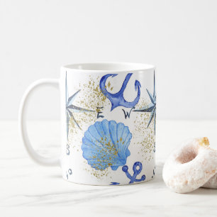 SeeAquarellentwurf mit goldenem Staub Kaffeetasse