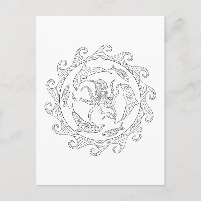 Seebad Erwachsenenfarben Postkarte (Vorderseite)