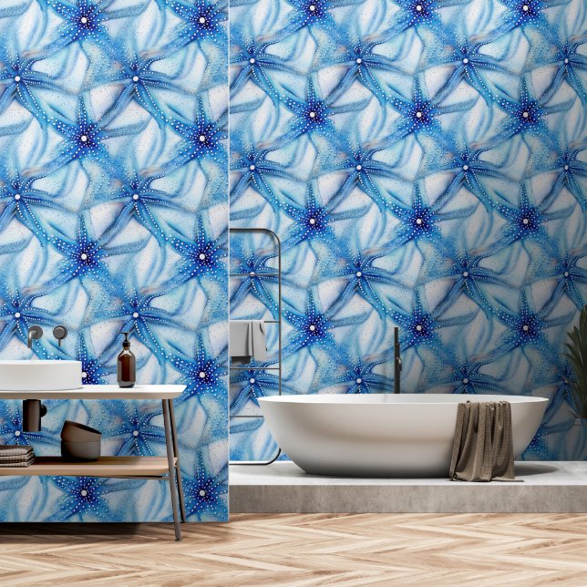 Seebad Starfish blau Tapete (Badezimmer)