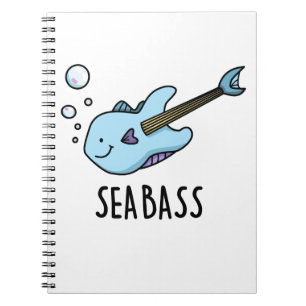 Seebarsch Lustiger Bass Gitarre Fisch Wortspiel Notizblock