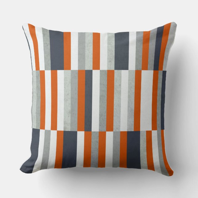 Seebauweise, Streifen Orange, blau Kissen (Vorderseite)