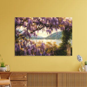 Seeblick auf Wisteria-Leinwand Leinwanddruck
