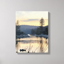 Seeblick-Kunstwerk für die Wand bei Sonnenuntergan Leinwanddruck